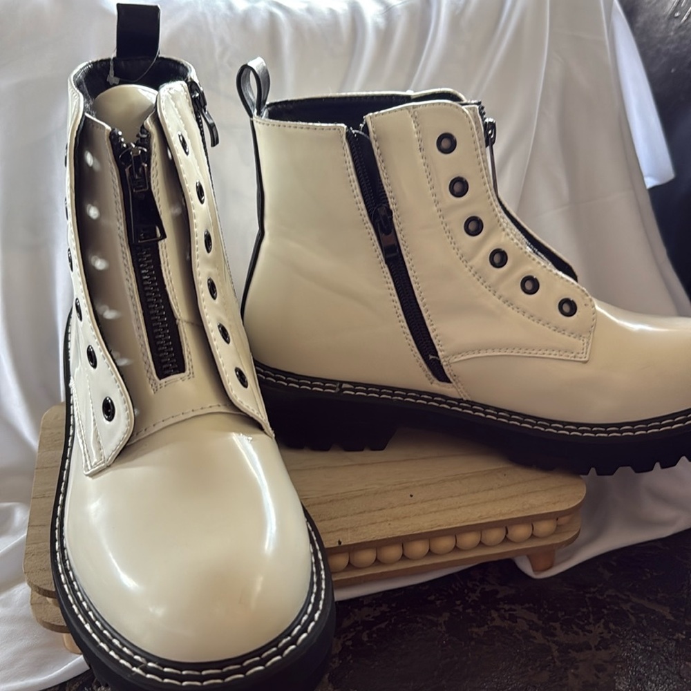 White Combat Boot